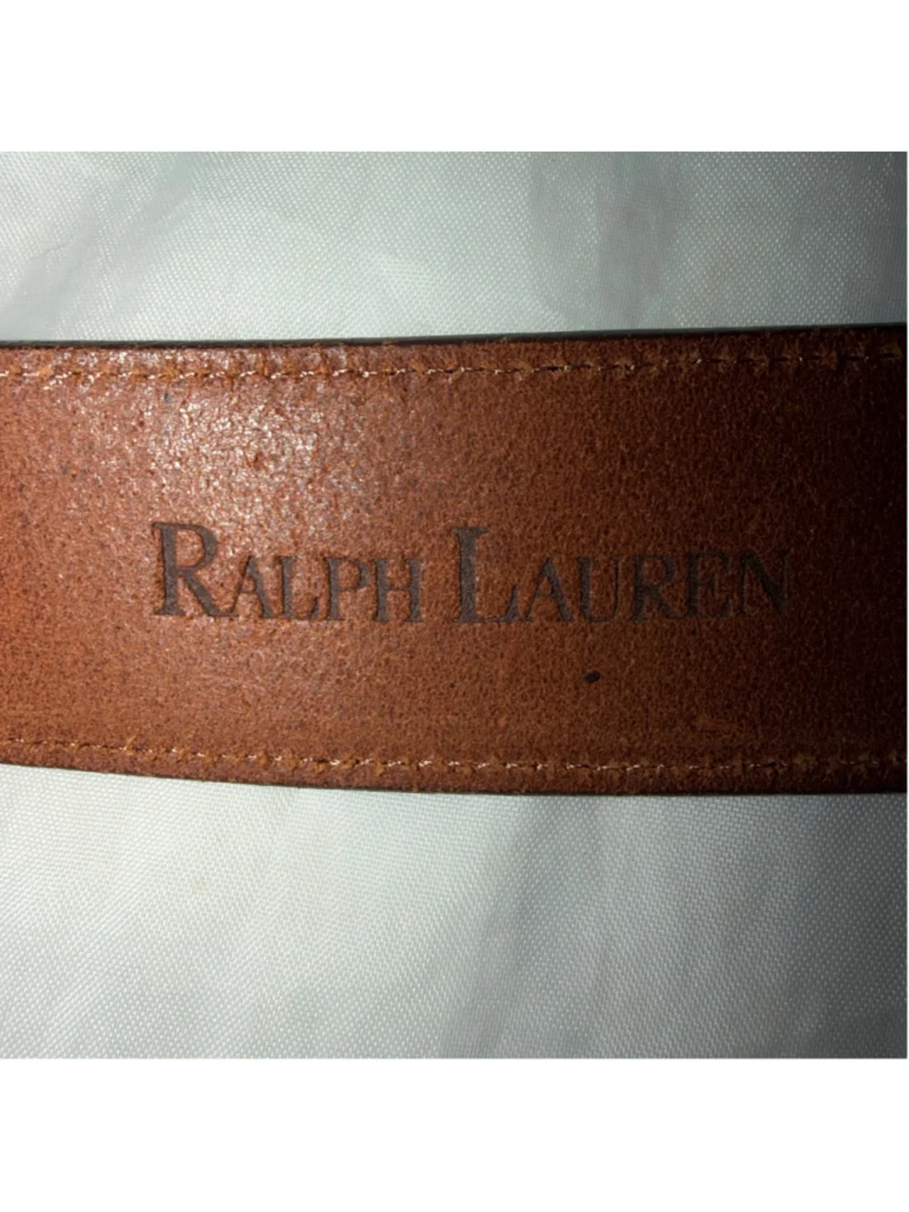 Ralph Lauren Brown Leather Belt with Brass Buckle
